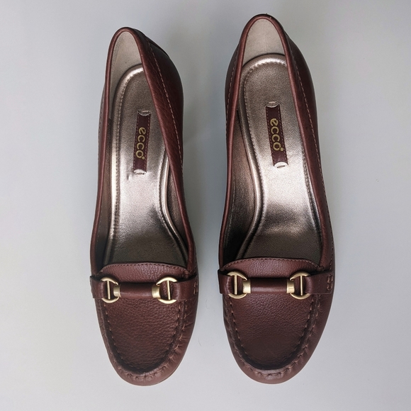Ecco Shoes - Ecco leather block heel loafers EUC